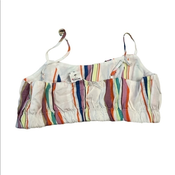 NWOT H&M X Lemlem Striped Lyocell Linen Blend Crop Top Size Large - Picture 3 of 8